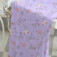 145cm Width Purple Floral Pattern Print Cotton Fabric by the Yard