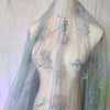 130cm Width x 95cm Length Premium Sequined Floral Branch Embroidery Lace Fabric