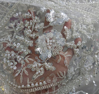 130 Width x 95cm Length  luxury Vintage European Style Sequin and Beads Floral Embroidery Lace Fabric