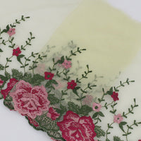 2 Yards of  Classical Vintage Rose Peony Floral Embroidery Lace Fabric Trim