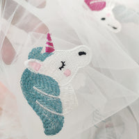 150cm Width x 95cm Length  Classical Unicorn Pattern Embroidery Lace Fabric(White)