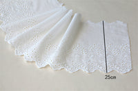 2 Yards x 25cm Width Premium Floral Embroidery Eyelet Cotton Lace Fabric