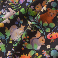 150cm Width x 95cm Length Premium Green Forest Branch Animal Print Tencel Linen Fabric
