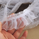 4cm Width x 5 Meter Length Organza 2-layered Ruffled Pleated Lace Fabric Trim