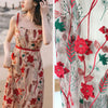 130cm Width x 95cm Length Premium 3D Botanical Floral Embroidery Lace Fabric