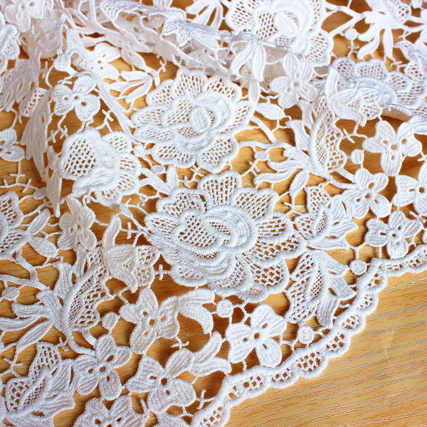 37cm Width x 180cm Length Retro 3D Floral Embroidery Chemical Water Soluble Lace Fabric Trim