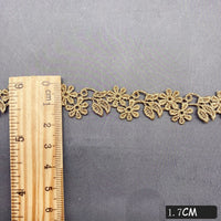 9 Yards x 1.7cm Width  Royal Golden Line Leaf and Flower Lace Ribbon Tape