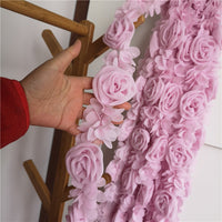 幅6cm x 長さ190cm シフォン花柄ベルト 衣類装飾花