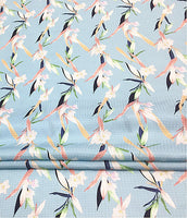 138cm Width x 95cm Length Premium Light Blue  Floral Silk Fabric
