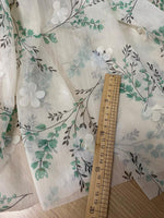 150cm Width x 95cm Length Green Branch Print Chiffon Lace Fabric with 3D Flower
