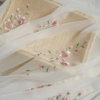 150cm Width x 95cm Length Branch Flower Embroidery  Chiffon Lace  Fabric