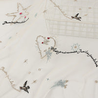 130cm Width x 95cm Length Premium Romantic Valentine Love Style Letter Words Heart and Doves Embroidery Tulle Lace Fabric