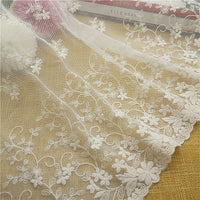36cm Width x 180cm Length Vivid Flower Pattern Embroidery  Lace Fabric