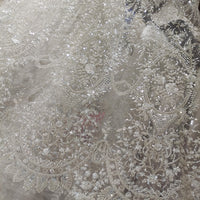 130 Width x 95cm Length  luxury Vintage European Style Sequin and Beads Floral Embroidery Lace Fabric
