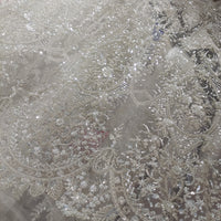 130 Width x 95cm Length  luxury Vintage European Style Sequin and Beads Floral Embroidery Lace Fabric