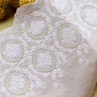 2 Yards of 11 inches Width Vintage Floral Embroidery Eyelet Cotton lace Fabric