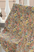 145cm Width Vintage Blooming Floral Print Cotton Fabric by the Yard