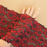 18cm Width x 3 Yards Classical Black and Red Floral Embroidery Lace Fabric Trim