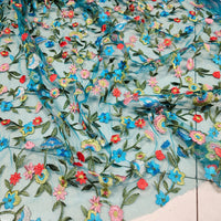130cm Width x 95cm Length Colorful Floral Embroidery Lace Fabric