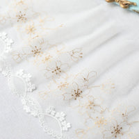 19cm Width Premium Golden Line Embroidery Lace Fabric by The Yard