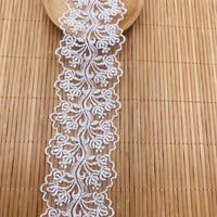 14 ヤード x 幅 4.8cm 抽象的なつる花刺繍チュール レース リボン