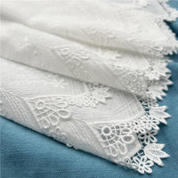 2 Yards x 28cm Width Vintage Floral Embroidered Cotton Thread Lace Trim