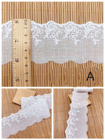 14 Yards x 5cm Width Eyelet Floral Embroidery Cotton Lace Trim Lace Tape