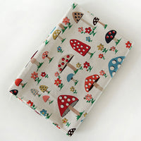 150cm Width x 95cm Length Vintage Mushroom and Flower Print Linen Fabric