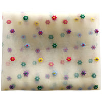 150cm Width x 95cm Length Colorful Flower Embroidered Organza Fabric