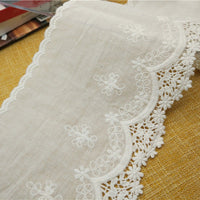 3 Yards x 14cm Width Vintage Floral Embroidery Cotton Lace Trim