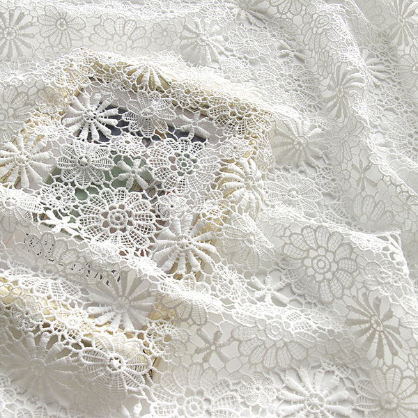 125cm Width x 95cm Length Premium Water Soluble Chemical  Hollow-out Daisy Floral Embroidery Lace Fabric