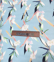 138cm Width x 95cm Length Premium Light Blue  Floral Silk Fabric