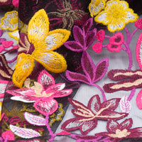 幅140cm×長さ95cm 高級紫花刺繍レース生地