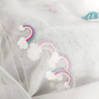 150cm Width x 95cm Length  Classical Unicorn Pattern Embroidery Lace Fabric(White)