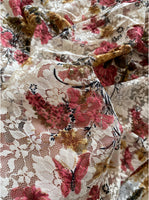 150cm Width x 95cm Length Premium Colorful Print plus Floral Embroidery Lace Fabric