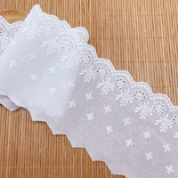 14 ヤード x 10 cm 幅アイレット花刺繍コットン レース トリム レース テープ