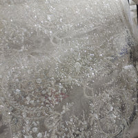 130 Width x 95cm Length  luxury Vintage European Style Sequin and Beads Floral Embroidery Lace Fabric
