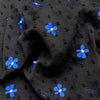 150cm Width x 95cm Length Premium Blue Flower Embroidery on Black Chiffon Fabric