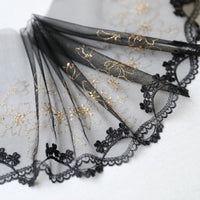19cm Width Premium Golden Line Embroidery Lace Fabric by The Yard