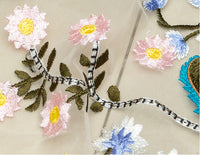 143cm Width Premium Vintage Colorful  Floral Embroidery Lace Fabric by the Yard