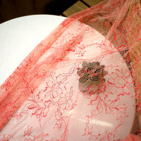 150cm Width x 95cm Length Premium Orange Red Floral Embroidery Lace Fabric