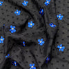 幅150cm×長さ95cm 黒のシフォン生地にブルーの花刺繍