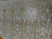 130 Width x 95cm Length  luxury Vintage European Style Sequin and Beads Floral Embroidery Lace Fabric