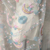幅130cm x 長さ95cm 月と星銀河宇宙刺繍チュールブライダルベールウェディングレース生地