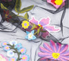幅150cm×長さ95cm 高級ボタニカル カラフル花柄刺繍 ブラックレース生地