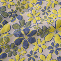 145cm Width x 95cm Length Premium Double Layer Blue and Yellow Floral Jacquard Fabric