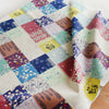 150cm Width x 95cm Length Vintage Square Block Floral Pattern Print Linen Fabric