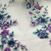 130cm Width x 95cm Length Vivid Colorful Purple and Blue Flower Embroidery Lace Fabric