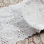 2 Yards of 10 inches Width Vintage Cotton Floral Vine Embroidery Eyelet Sewing Lace Fabric Trim