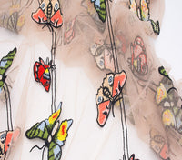 150cm Width x 95cm Length Premium Colorful Butterfly Embroidery Lace Fabric